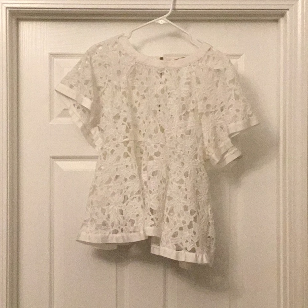 White lace top from Anthropologie